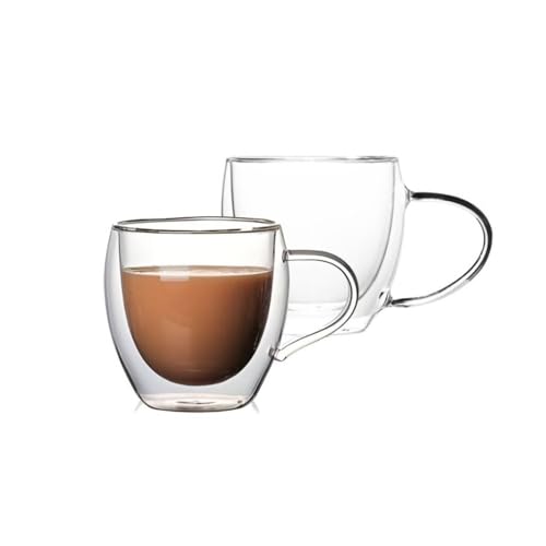 2er Gläser Set Doppelwandige Gläser mit Henkel Teegläser Thermogläser 250 ml von COFI 1453