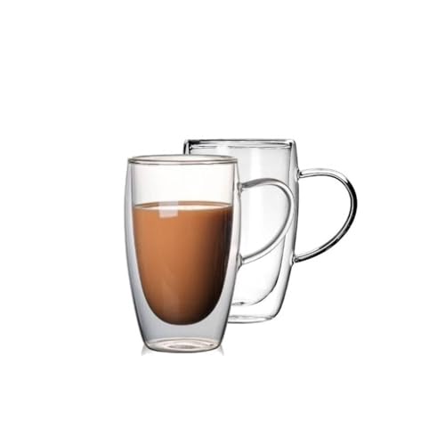 2er Gläser Set Doppelwandige Gläser mit Henkel Teegläser Thermogläser 450 ml von COFI 1453