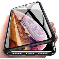 360° Magnet Full Slim Metall Case Schutz Tasche Handyhülle Handyschale mit Schutzglas Vorderseite und Rückseite Schwarz kompatibel mit iPhone 14 Plus von COFI 1453