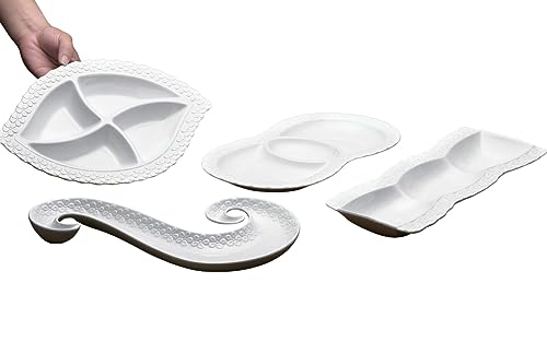 COFI 1453 4-Teilig Frühstücksset Snackset Cerez Seti Servierschalen Porzellan Silber Motiv 2 von COFI 1453