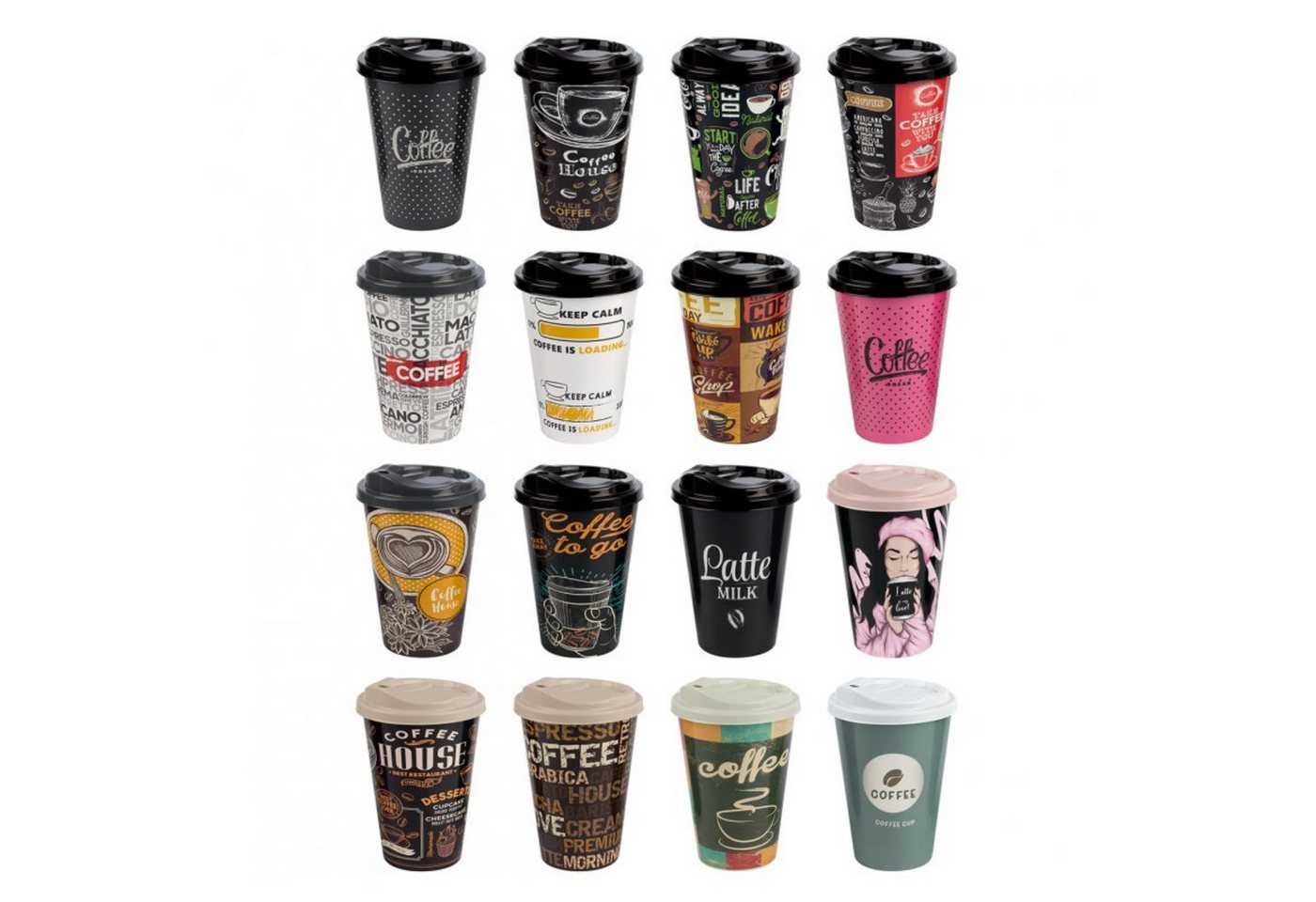 COFI 1453 Kaffeeservice 72er Pack Kaffeebecher mit Deckel aus Kunststoff 500ml im Display (72-tlg) von COFI 1453