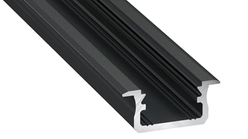 COFI 1453 LED Aluminium Profil Leiste Schwarz | Typ B Vielseitig einsetzbar | Mit Endkappe | Transparent Abdeckung | 1m von COFI 1453
