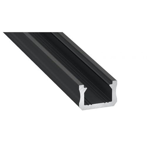 COFI 1453 LED Aluminium Profil Leiste Schwarz | Typ X Vielseitig einsetzbar | Mit Endkappe und Montagehalterung | Gefroren Abdeckung | 1m | 9x von COFI 1453