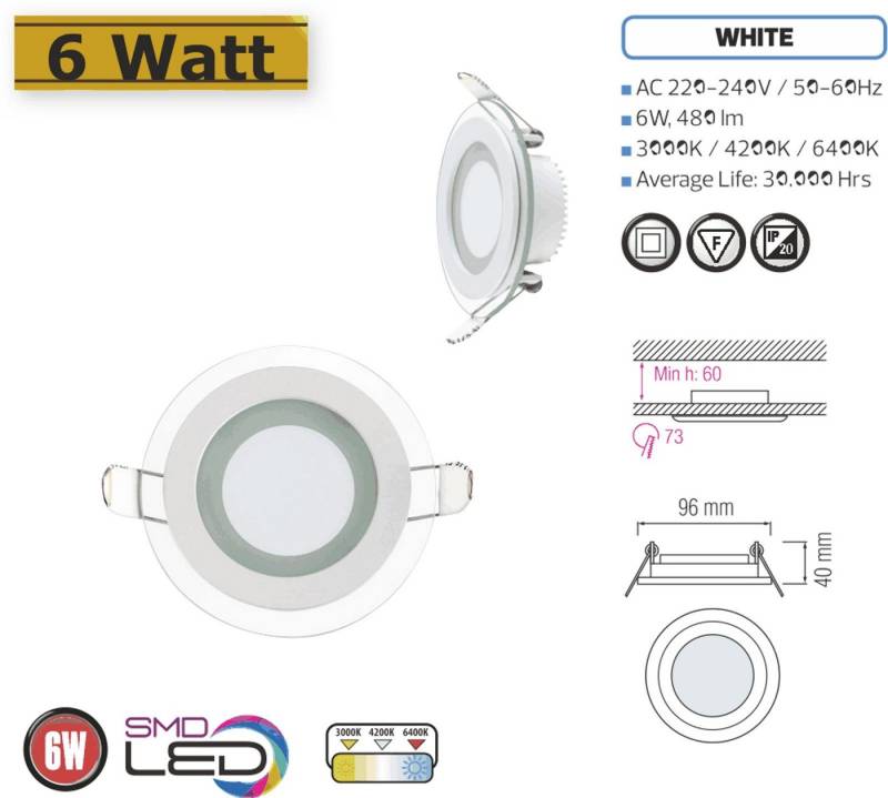 COFI 1453 LED Einbauleuchte LED Panel Glas Einbaustrahler Leuchte Einbau Beleuchtung eckig rund COFI 1453 LED Einbauleuchte LED Panel Glas Einbaustrahler Leuchte Einbau Beleuchtung eckig rund von COFI 1453