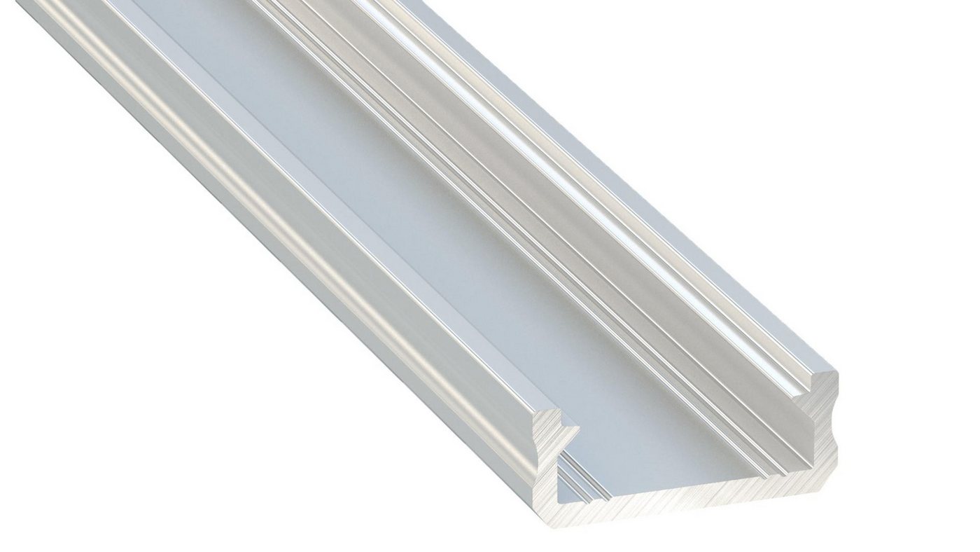 COFI 1453 Rahmenprofil LED Aluminium Profil Leiste mit Endkappe, Halterung und Abdeckung, 1m von COFI 1453