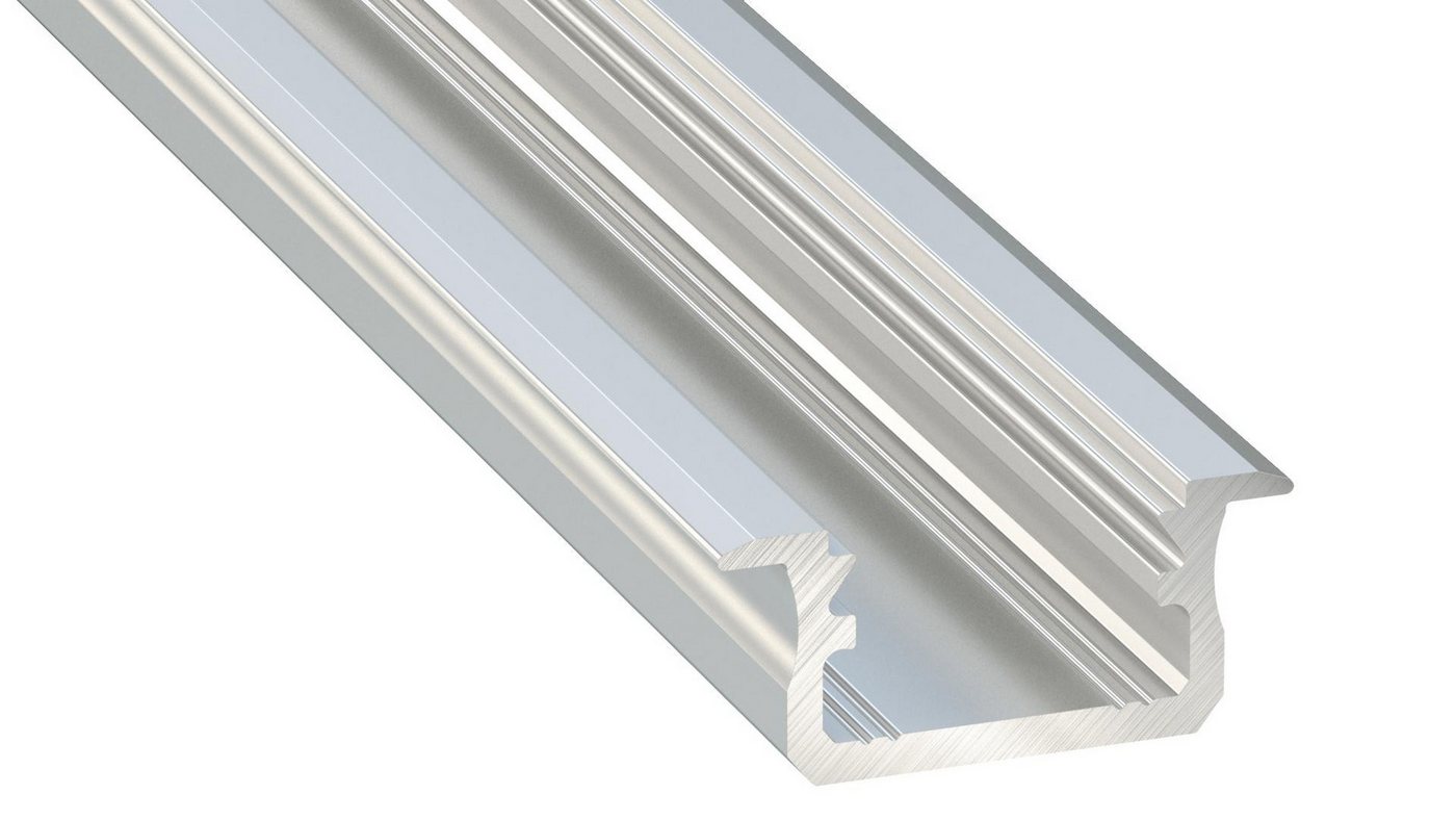 COFI 1453 Rahmenprofil LED Aluminium Profil Leiste mit Endkappe, Halterung und Abdeckung, 1m von COFI 1453