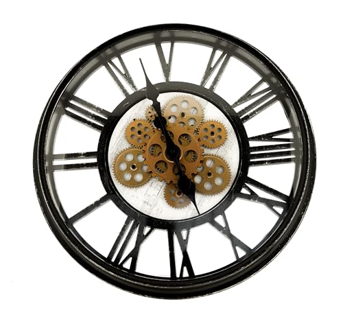 COFI 1453 Wanduhr im Römischen Design - Klassische Eleganz für Ihr Zuhause Ø 50 cm aus Kunsstoff Schwarz von COFI 1453