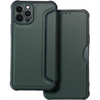 Handy Tasche Razor Buchtasche Hülle Magnet Carbon-Cover Kameraschutz kompatibel mit Samsung Galaxy S21 fe Grün - Schwarz von COFI 1453