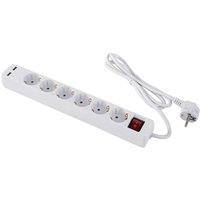 Heitech 6-Wege-Steckdosenleiste mit 2 USB-Anschlüssen geprüfte Mehrfachsteckdose mit Schalter, Kindersicherung, 1,4 Meter Kabel, 3680 w von COFI 1453