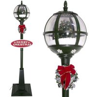 Cofi 1453 - Schneiende led Laterne 175cm mit geschmücktem Weihnachtsbaum und Merry Christmas Schild von COFI 1453