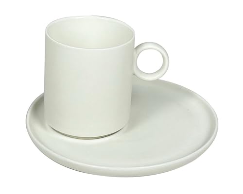 Elegante Kaffeetassen 12-teilig aus Porzellan mit Unterteller - 220 ml Creme von COFI 1453