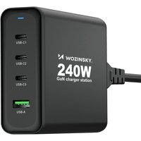 GaN-Ladestation USB-A / 3 x USB-C Schnellladegerät 240W in Schwarz von COFI 1453