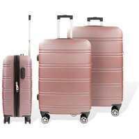 Hartschalenkofferset: 3-teiliges Kofferset aus robustem ABS-Material, Line Rose Design von COFI 1453