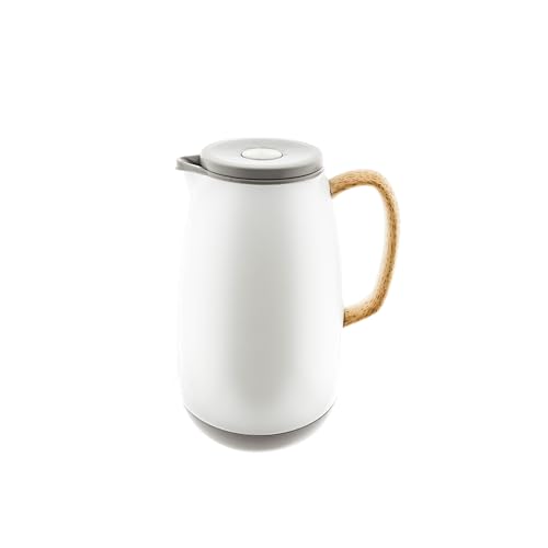 Isolierkanne 1L aus Edelstahl mit ergonomischem Holzgriff & Push-Down-Button von COFI 1453