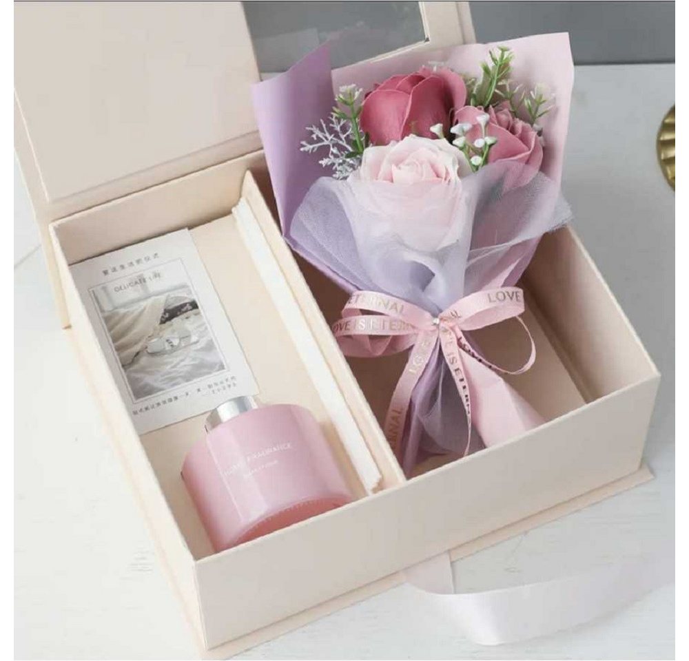 Kunstpflanze Geschenkpackung mit Seifenrosenstrauß & Duftstäbchen Pink, COFI 1453 von COFI 1453