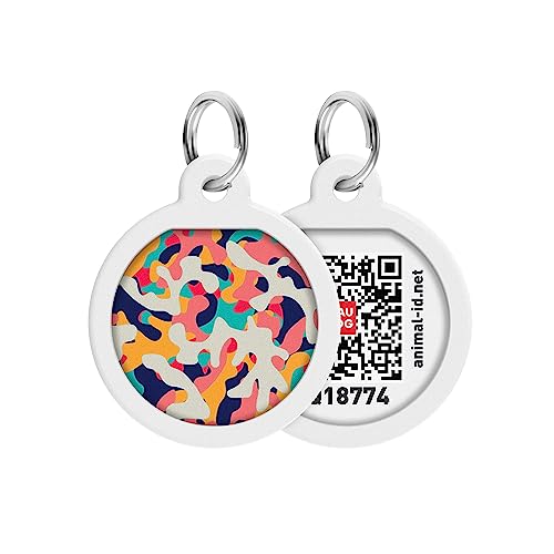 Pet ID Tag für Hund Katze mit QR Passport Global Suchsystem von verlorenen Haustieren Digital ID Hund Tag Multicolored Camo von COFI 1453