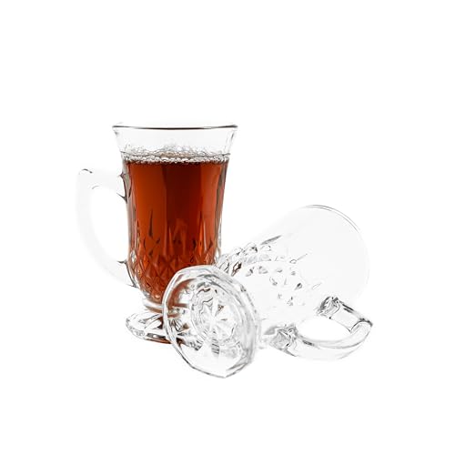 Teegläser Set 6 tlg. Trinkgläser Wassergläser Transparent mit Henkel 160 ml von COFI 1453
