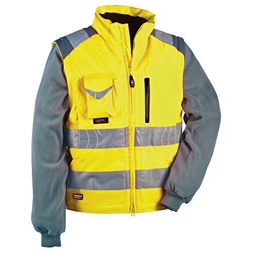 Cofra V023-0-00.Z52 Weste mit anbringbaren Fleece-Ärmeln - Hohe Sichtbarkeit - 100% Polyurethan beschichtetes Polyester - Polsterung: 100% Polyester - Futter: 100% Nylon - Gelb - Größe: 52 von COFRA