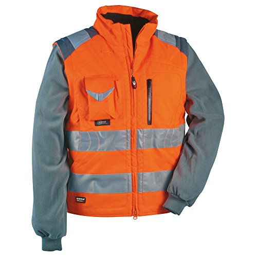 Cofra V023-0-01.Z62 Weste mit anbringbaren Fleece-Ärmeln - Hohe Sichtbarkeit - 100% Polyurethan beschichtetes Polyester - Polsterung: 100% Polyester - Futter: 100% Nylon - Orange - Größe: 62 von COFRA