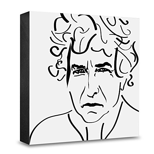 COGNOSCO HG-PE00 Foto-Holzblock medium-15x15cm-Wandbild bekannte Musiker-Bob Dylan, Holz, Schwarz-Weiß, 15x15cm von COGNOSCO