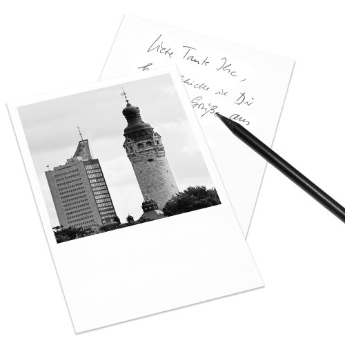 Postkarte Leipzig im Retro-Stil - Motiv: Neues Rathaus von COGNOSCO