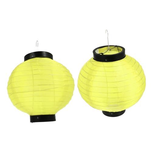 COHEALI 2 Stück Japanische Runde Laternen Faltbare Papierlampions im Japanischen Stil Gelb Dekorative Hängelampen für Bar Restaurant Party und Outdoor Deko von COHEALI