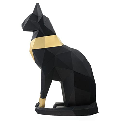 COHEALI Glückskatzenstatue Tier Desktop Home Desktop Sammlerstück Skulptur DIY Handgeformte Ornamente Dreidimensionale Geometrische Origami-Kätzchenstatuette Kunsthandwerk Schwarz Bestes von COHEALI