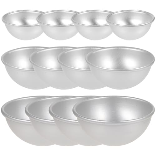 Mini-Halbkugel-Pfannen 12 Stück 3D-Aluminium-Halbkugel-Kuchenformen Zinn-Halbkugel-Badebomben-Formen Backform Für Schokoladen- -Pudding Handgemachte Seife von COHEALI
