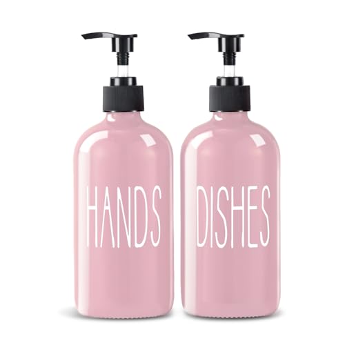 COHOSEGE Glas-Seifenspender-Set, 2 Stück, 473 ml, Spülseifenspender für Küchenspüle, rosa Küchenzubehör und Küchendekoration, rosa Dekorationen und Küchenutensilien für die Küche COHOSEGE Glas-Seifenspender-Set, 2 Stück, 473 ml, Spülseifenspender für Küchenspüle, rosa Küchenzubehör und Küchendekoration, rosa Dekorationen und Küchenutensilien für die Küche von COHOSEGE