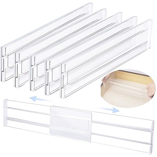 COITROZR 8er-Set Schubladenteiler, Kunststoff Schubladentrenner Verstellbar (27.5-52cm), Schubladen Trenner, Transparente Schubladen Organizer Schubladentrenner für Schlafzimmer, Kommode von COITROZR