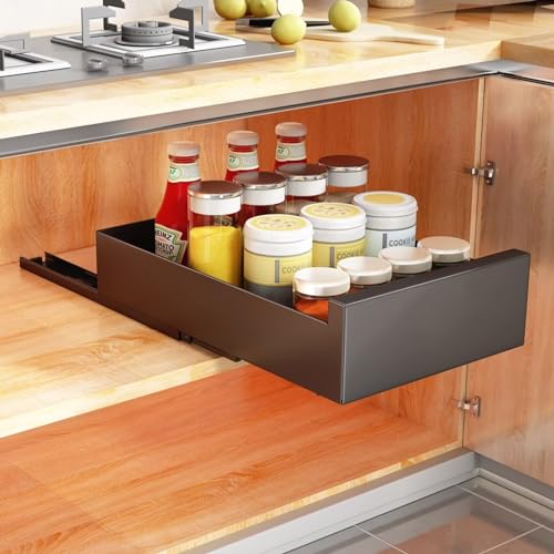 COITROZR Ausziehbare Schublade Teleskopschublade Slide Out Drawer, Selbstklebende Schubladen Organizer für Küche, Küchenschublade mit Schubladenauszüge Vollauszug Schublade von COITROZR