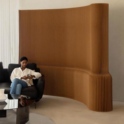 COITROZR Faltbarer Und Einziehbarer Raumteiler, Moderne Innentrennwand, Selbsttragender Sichtschutz Aus Papier Mit Wabenstruktur(Brown,H1.5xL1-2M) von COITROZR