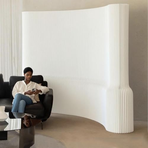 COITROZR Faltbarer Und Einziehbarer Raumteiler, Moderne Innentrennwand, Selbsttragender Sichtschutz Aus Papier Mit Wabenstruktur(White,H1.2xL7-8M) von COITROZR