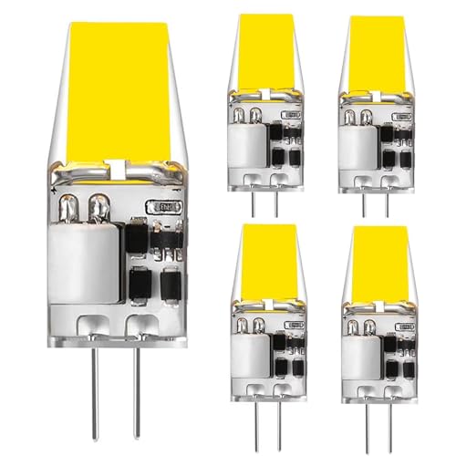 COITROZR G4 LED Lampen,5W LED G4 Birnen G4 LED Kaltweiß 6000K 500lm, Ersatz für 50W Halogen Leuchtmittel,Kein Flackern,12V AC/DC,Nicht Dimmbar 360°Stiftsockellampe 5er Pack von COITROZR