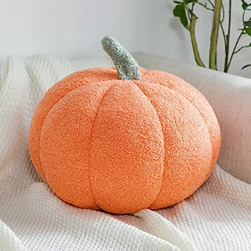 COITROZR Kürbis Deko, Kürbis Kissen, 3D Plüsch Kürbis Dekokissen Kopfkissen Kissen, Halloween Deko Kürbis Kissen, Geburstagsgeschenke Kürbiskissen für Kinderzimmer Sofa Dekoration (Orange A, 20CM) von COITROZR