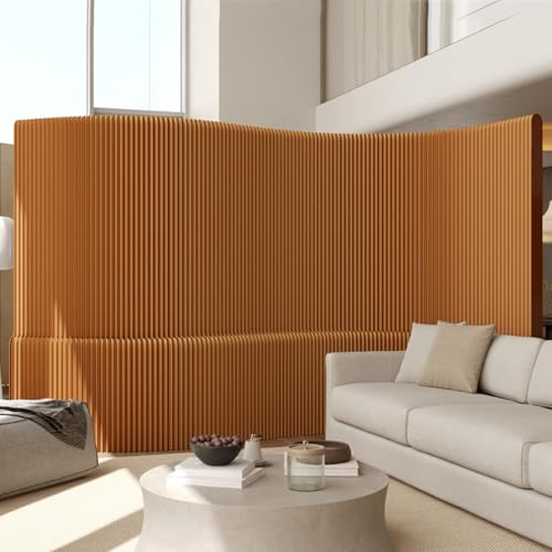 COITROZR Raumteiler aus Papier aus Papier, Faltbarer Und Einziehbarer Raumteiler, Moderne Innentrennwand,Raumteiler für Das Homeoffice mit Regalen(Brown,H1.5xL5-6M) von COITROZR