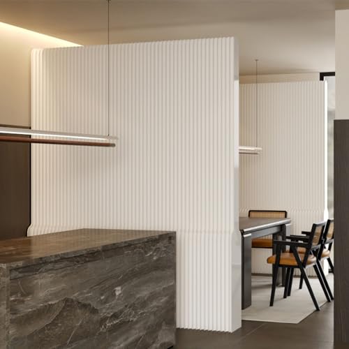 COITROZR Raumteiler aus Papier aus Papier, Faltbarer Und Einziehbarer Raumteiler, Moderne Innentrennwand,Raumteiler für Das Homeoffice mit Regalen(White,H1.2xL5-6M) von COITROZR