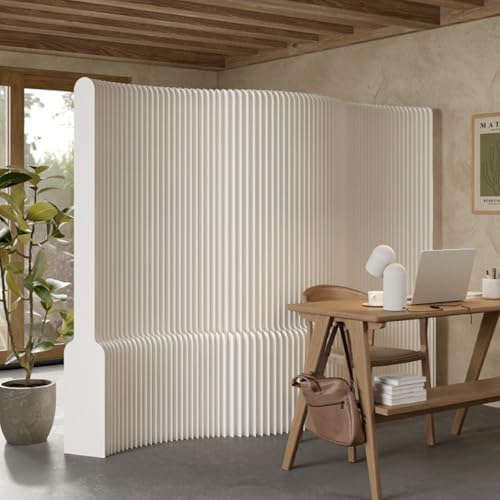 COITROZR Raumteiler aus Papier aus Papier, Faltbarer Und Einziehbarer Raumteiler, Moderne Innentrennwand,Raumteiler für Das Homeoffice mit Regalen(White,H1.5xL5-6M) von COITROZR