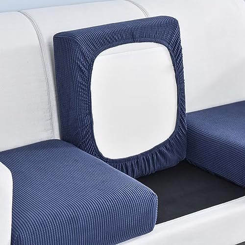 COITROZR Sofa Sitzkissenbezug, Hochelastischer Kissenbezüge, Sofa Sitzbezug Ersatzbezüge rutschfest und Weich, Sofabezug Couchbezug, Sofa Überzug Sitzkissen Bezüge (Dunkelblau,Großer 1-Sitzer) von COITROZR