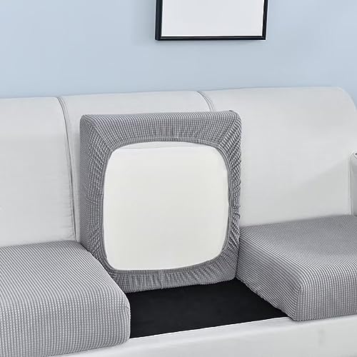 COITROZR Sofa Sitzkissenbezug, Hochelastischer Kissenbezüge, Sofa Sitzbezug Ersatzbezüge rutschfest und Weich, Sofabezug Couchbezug, Sofa Überzug Sitzkissen Bezüge (Hellgrau,3-Sitzer) von COITROZR