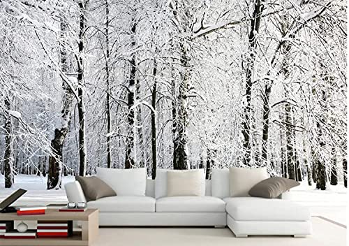 3D Selbstklebende Wandtapete Bäume Winter Schnee Szene Wandkunst Kinderzimmer Restaurant Bar Shop Wohnzimmer Schlafzimmer Wand Poster Dekoration Tapete Wandbild 250 (Breite) x 175 (Höhe) cm von COJIC