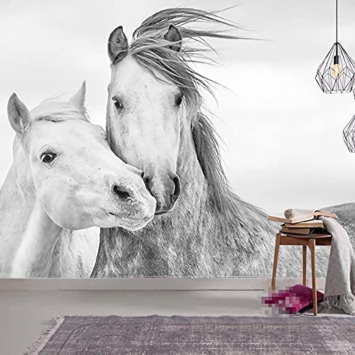 3D-Wandtapete Für Mädchen-Schlafzimmer Tier, Weißes Pferd Tapete Wandbild 3D Abziehen Und Aufkleben Selbstklebender Wandaufkleber Kinderzimmer Jungenzimmer Dekorieren Wa 140 (Breite) x 70 (Höhe) cm von COJIC