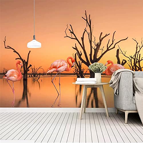 Fototapete Fototapete Wandbild Tierischer Flamingo Diy 3D Tapete Wohnzimmer Schlafzimmer Büro Korridor Dekoration Wandbilder Moderne Wanddekoration Selbstklebende Leinwa 350 (Breite) x 256 (Höhe) cm von COJIC