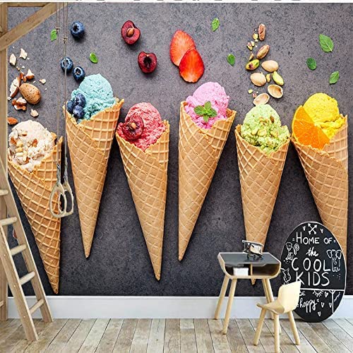 Tapete Wandbilder Sommer-Dessert-Eis Abziehbare Diy-Wandkunst-Wandbilder, Abziehen Und Aufkleben, Heimwanddekoration Für Schlafzimmer, Wohnzimmer, Klassenzimmer, Büro, W 250 (Breite) x 175 (Höhe) cm von COJIC