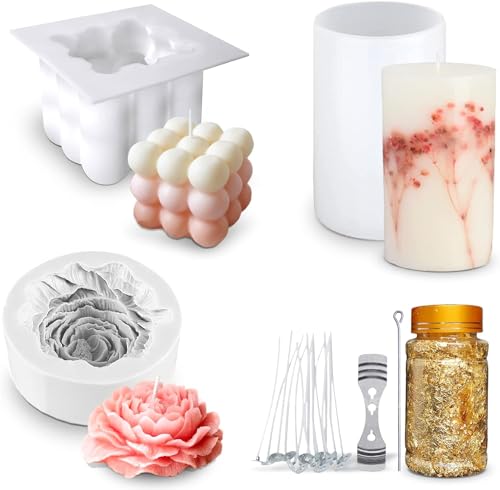 COJJ Kerzenformen zum Gießen Kerzen Selber Machen Set Kerzen Form Silikon Bubble Kerzen Formen Silikonform Kerzen Selber Machen Set für DIY Aromatherapie Kerzen Herstellung von COJJ