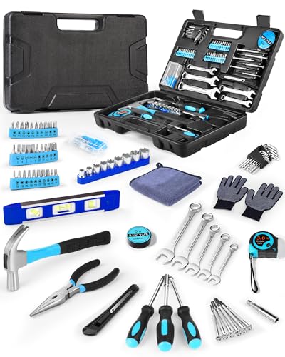 COJOSQC Essential Man's Small Tool Box Kit for House, New Home Toolbox Socket Wrench Set, Mini Men's Car Mechanic Pliers Hammer Toolset, Home Repair Basic Car Body Tool (Tool Kit - Blue) von COJOSQC