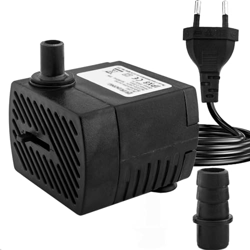 Mini Wasserpumpen(350L/H, 5W), Ultra Leise Aquarium pumpe mit hohem Hub, brunnenpumpe mit 1,5 m Netzkabel, 2 Düsen für Aquarien, Teich, Brunnen, Statuen, Hydrokultur von COKDEZ