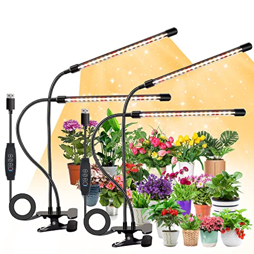 COKOLILA 2pcs Pflanzenlampe LED, Vollspektrum Pflanzenlicht, 3000K 5000K 660nm Pflanzenleuchte für Zimmerpflanzen mit 3/9/12H Timer, 10 Helligkeit, 3 Lichtmodi, ideal für kleine Pflanzen(kein Adapter) von COKOLILA