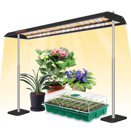 COKOLILA Grow Light Ständer, fortschrittliche LED-Pflanzenlampe mit 4/8/12H Timer und verstellbarer Höhe - Optimal für Zimmerpflanzen in der Keimlings-, Vegetations- und Blütephase(Black) von COKOLILA
