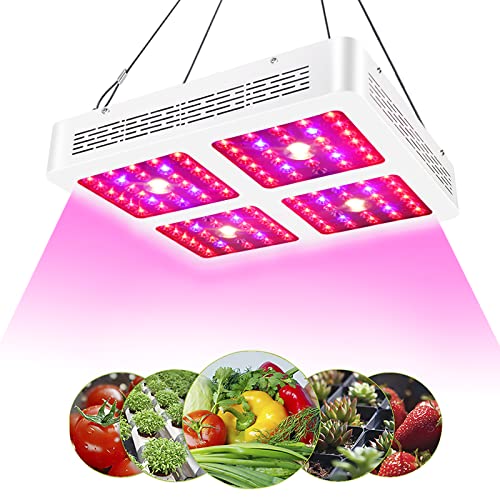 COKOLILA LED-Wachstumslicht, COB-Dual-Reflektoren, 1200W Vollspektrum Led Grow Lampe mit Gänseblümchen-Ketten-Funktion für Hydrokultur, Gewächshaus, Pflanzen, Gemüse und Blüte von COKOLILA